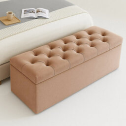 120Cm Chesterfield Ottoman Storage Box, Mink Plush Velvet Upholstered Blanket Box, End Of Bed Bench, Deep Storage Chest - thumbnail 1