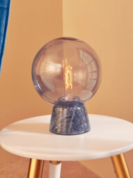Orsina Contemporary Globe Lamp With Black Marble Base, Contrasting Bedside Table Light, Versatile Modern Lamp - thumbnail 5