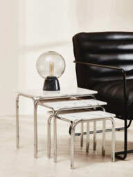 Orsina Contemporary Globe Lamp With Black Marble Base, Contrasting Bedside Table Light, Versatile Modern Lamp - thumbnail 3