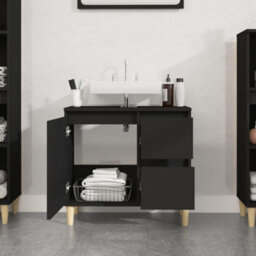 Berkfield Bathroom Cabinet Black 65X33X60 Cm Engineered Wood - thumbnail 3