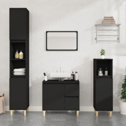 Berkfield Bathroom Cabinet Black 65X33X60 Cm Engineered Wood - thumbnail 1
