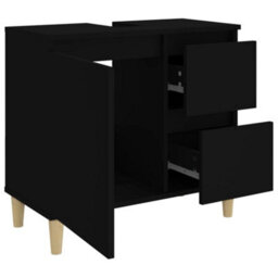 Berkfield Bathroom Cabinet Black 65X33X60 Cm Engineered Wood - thumbnail 6