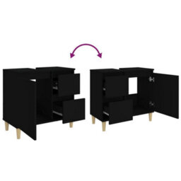 Berkfield Bathroom Cabinet Black 65X33X60 Cm Engineered Wood - thumbnail 9