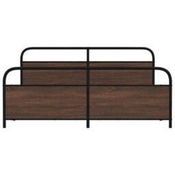 Berkfield Metal Bed Frame Without Mattress Brown Oak 193X203 Cm - thumbnail 5