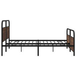 Berkfield Metal Bed Frame Without Mattress Brown Oak 193X203 Cm - thumbnail 6