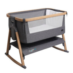 Tutti Bambini Cozee Air Bedside Rocking Crib, Oak & Charcoal Adjustable Height, Breathable Mattress, Removable Rocking Bars - thumbnail 4