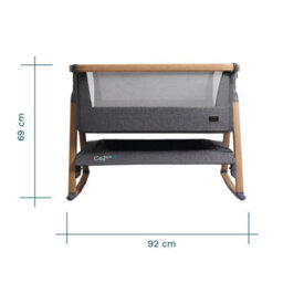 Tutti Bambini Cozee Air Bedside Rocking Crib, Oak & Charcoal Adjustable Height, Breathable Mattress, Removable Rocking Bars - thumbnail 8