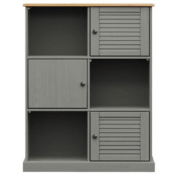 Berkfield Bookcase Vigo Grey 90X35X114.5 Cm Solid Wood Pine - thumbnail 4