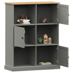 Berkfield Bookcase Vigo Grey 90X35X114.5 Cm Solid Wood Pine - thumbnail 3