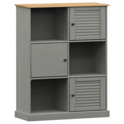 Berkfield Bookcase Vigo Grey 90X35X114.5 Cm Solid Wood Pine - thumbnail 2