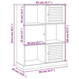 Berkfield Bookcase Vigo Grey 90X35X114.5 Cm Solid Wood Pine - thumbnail 9