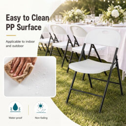 Gainoom Foldable Plastic Chairs Set Of 4 Portable Commercial Seats - thumbnail 8