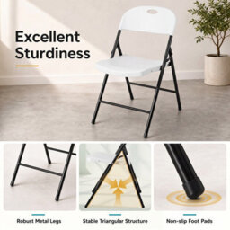 Gainoom Foldable Plastic Chairs Set Of 4 Portable Commercial Seats - thumbnail 5