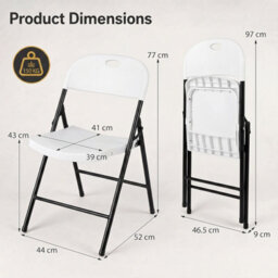 Gainoom Foldable Plastic Chairs Set Of 4 Portable Commercial Seats - thumbnail 2