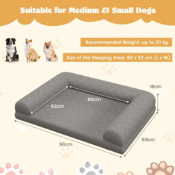 Costway Orthopedic Dog Bed Medium Small Dogs Egg-Foam Dog Crate Bed W/ 3-Side Bolster - thumbnail 3
