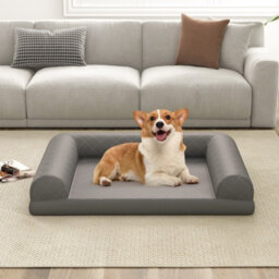 Costway Orthopedic Dog Bed Medium Small Dogs Egg-Foam Dog Crate Bed W/ 3-Side Bolster - thumbnail 4