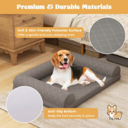 Costway Orthopedic Dog Bed Medium Small Dogs Egg-Foam Dog Crate Bed W/ 3-Side Bolster - thumbnail 6