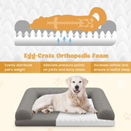Costway Orthopedic Dog Bed Medium Small Dogs Egg-Foam Dog Crate Bed W/ 3-Side Bolster - thumbnail 5