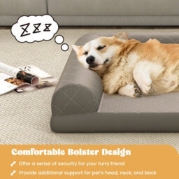 Costway Orthopedic Dog Bed Medium Small Dogs Egg-Foam Dog Crate Bed W/ 3-Side Bolster - thumbnail 8