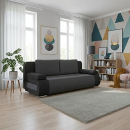 Emma 3 Seater Sofa Bed With Storage Upholstered Back Pillows 200Cm Sleeping Area 200 143Cm Light Grey And Grey - thumbnail 1