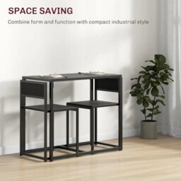 Dining Table And Chairs Set 2 Black Industrial Steel Frame Compact - thumbnail 3