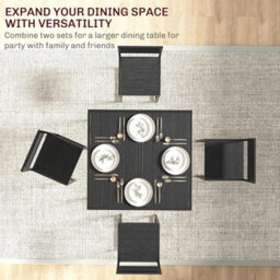 Dining Table And Chairs Set 2 Black Industrial Steel Frame Compact - thumbnail 5