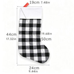 CLEFFNS 24 Pack Christmas Stockings,white Buffalo Plaid Decoration Ornament,large White Black Buffalo Plaid Fireplace Hanging Stockings - thumbnail 2