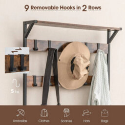 3-In-1 Coat Rack Bench Shoe Storage Coffee - thumbnail 4