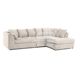 Furnishings For Less UK Luxor Cream Jumbo Cord Large 5 Seater Corner Sofa Long Right Hand Facing - thumbnail 1