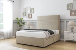 "Sloomy Texas Almond Coniston Divan Bed Base No Drawers With 54"" Floor Standing Headboard 4'6 Double" - thumbnail 3