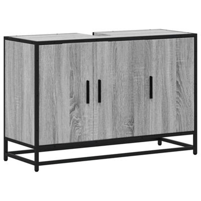 Berkfield Industrial Bathroom Sink Cabinet Grey Sonoma 90X33X60 Cm Engineered Wood