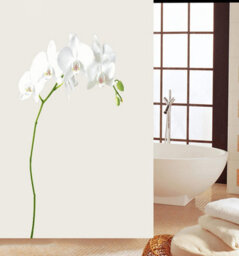 Kav Shower Curtain 3D Bath Room Curtain Mould Mold Mildew Resistant Polyester Fabric With 12 Hooks, 180X180Cm (White Flower)