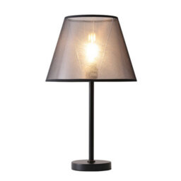 Darphe Modern Simple Bedside Lamp With Black Metal Base And Fabric Shade Table Lamp - thumbnail 5