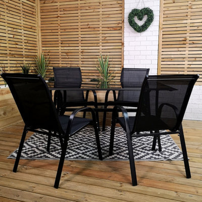 Samuel Alexander Outdoor 4 Person Rectangular Glass Top Garden Dining Table Chairs Set - image 1