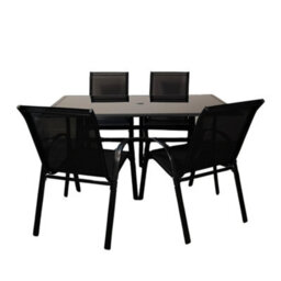 Samuel Alexander Outdoor 4 Person Rectangular Glass Top Garden  Dining Table Chairs Set - thumbnail 8