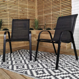Samuel Alexander Outdoor 4 Person Rectangular Glass Top Garden  Dining Table Chairs Set - thumbnail 4