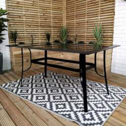 Samuel Alexander Outdoor 4 Person Rectangular Glass Top Garden  Dining Table Chairs Set - thumbnail 2