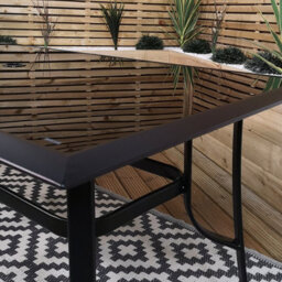 Samuel Alexander Outdoor 4 Person Rectangular Glass Top Garden  Dining Table Chairs Set - thumbnail 3