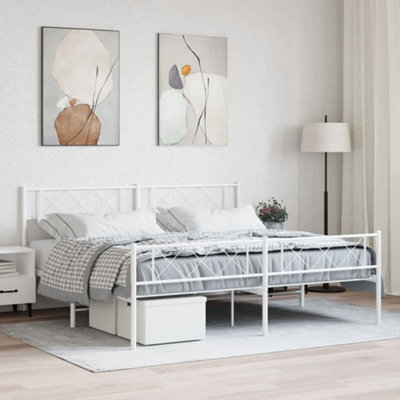 Berkfield Metal Bed Frame With Headboard And Footboard White 193X203 Cm - image 1