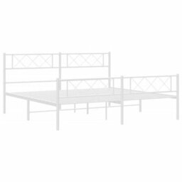 Berkfield Metal Bed Frame With Headboard And Footboard White 193X203 Cm - thumbnail 5