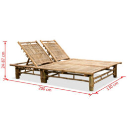 Walplus 2-Person Sun Lounger  For Beach, Backyard, Garden, Campsite Bamboo For Garden, Backyard, Balcony - thumbnail 7