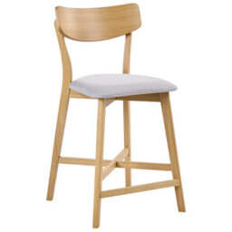 Beliani Set Of 2 Bar Chairs Hope Wood Light Brown/ Grey - thumbnail 4