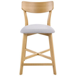 Beliani Set Of 2 Bar Chairs Hope Wood Light Brown/ Grey - thumbnail 5