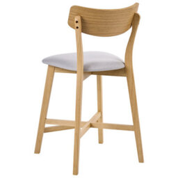 Beliani Set Of 2 Bar Chairs Hope Wood Light Brown/ Grey - thumbnail 6