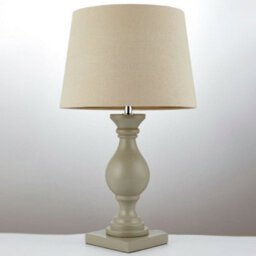 Classic Wooden Table Lamp Ivory & Off White Linen Shade Pretty Bedside Light - thumbnail 3