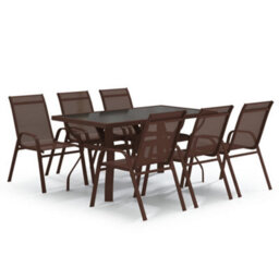 Berkfield 7 Piece Garden Dining Set Brown And Black - thumbnail 2