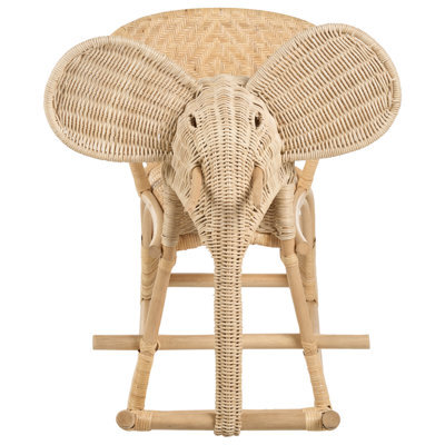 Wyld And Coco Garden Kids Elephant Rocking Chair - Natural Rattan, Indoor And Sheltered Patio Use - image 1