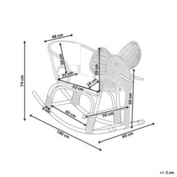 Wyld And Coco Garden Kids Elephant Rocking Chair - Natural Rattan, Indoor And Sheltered Patio Use - thumbnail 4