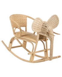 Wyld And Coco Garden Kids Elephant Rocking Chair - Natural Rattan, Indoor And Sheltered Patio Use - thumbnail 3