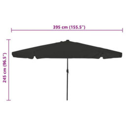 Berkfield Modern Garden Parasol Black 395 X 395 X 245 Cm Polyester, Steel - thumbnail 8